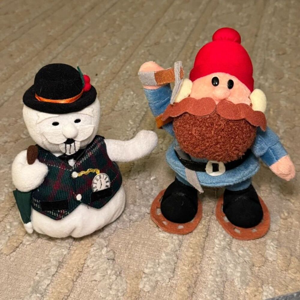 Vintage 1999 Stuffins Rudolph Sam Snowman & Yukon Cornelius Plush Set